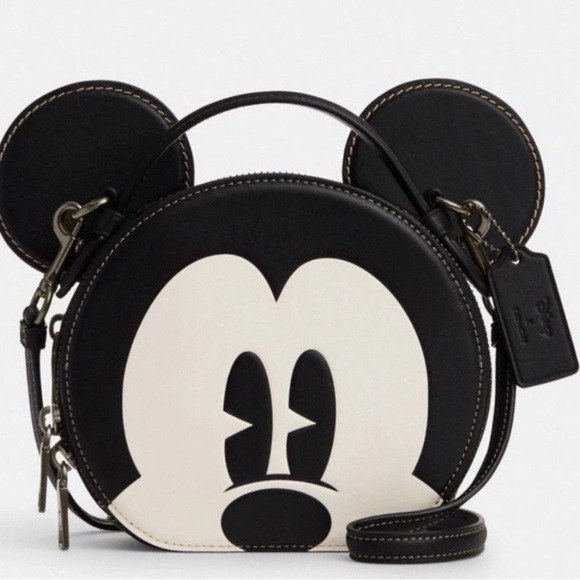 Coach Accessories - Coach Black & White Mickey Ear Leather Crossbody Bag